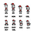 Christmas Stick Figure Cushion - 2 People/Pets
